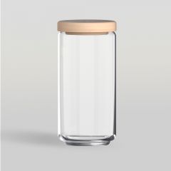 ขวดโหล Storage jar POP JAR1000 ml (Wooden Lid) จากโอเชียนกลาส Ocean glass ขวดโหลดีไซน์สวย