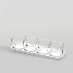 ชุดแก้วและถาดเซรามิค Verrine set long tray & deep bowl 140 ml