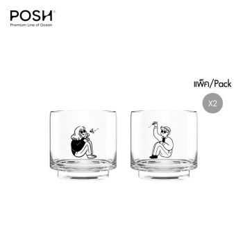 แก้วน้ำ Water glass TIME - You & I Collection - Set 04 (Double Rock 360 ml) จากพอช POSHcreativeliving แก้วน้ำดีไซน์สวย