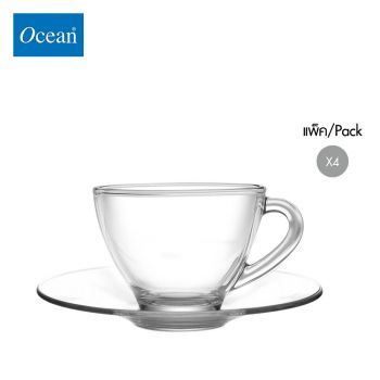 แก้วกาแฟ จานรองแก้ว Glass coffee cup saucer COSMO TEA CUP230 ml & COSMO TEA SAUCER6 " จากโอเชียนกลาส Ocean glass  แก้วกาแฟดีไซน์สวย