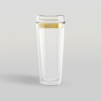 แก้วน้ำสองชั้น Double wall glass GROOVE Lime Double Wall Personal Tumbler 440 ml จากพอช POSHcreativeliving แก้วน้ำสองชั้นดีไซน์สวย 