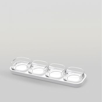 ชุดแก้วและถาดเซรามิค Verrine set long tray & shallow bowl 65 ml 