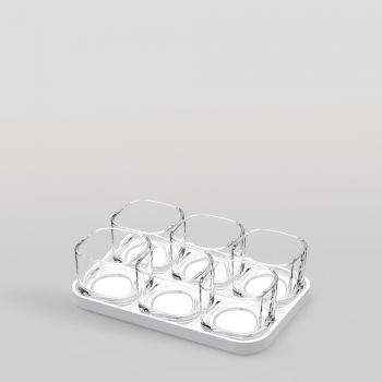 ชุดแก้วและถาดเซรามิค Verrine set Rectangle Tray & deep bowl 140 ml