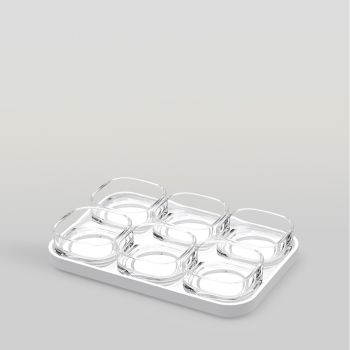 ชุดแก้วและถาดเซรามิค Verrine set Rectangle Tray & shallow bowl 65 ml 