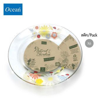 จานแก้ว Glass plate DP MEADOW FLOWER Assurance Deep Plate 9" จากโอเชียนกลาส Ocean glass จานแก้วดีไซน์สวย